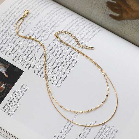 NEW 18K Gold Plated Double Layer Chain Necklace 0 - Picture 4 of 10